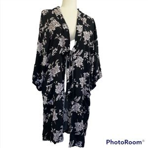 Spiritual Gangster Maya Black Floral Kimono One Size